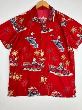 💲SALE Red Novelty Summer Holiday Short-Sleeve Shirt Santa